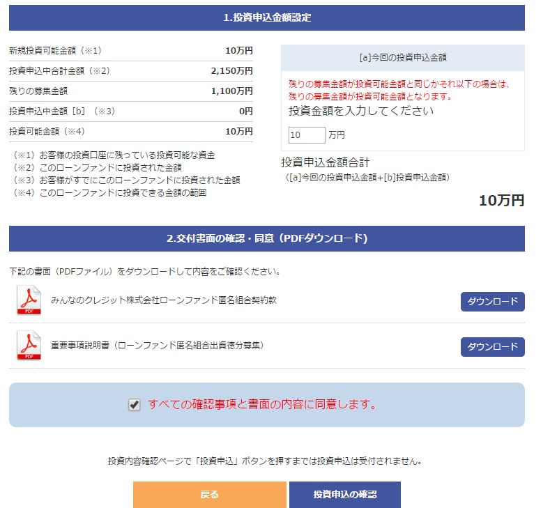 みんなのクレジット 投資3